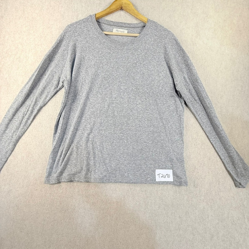 Madewell Womens Small Gray Heathered Long Sleeve Crew Neck T-Shirt